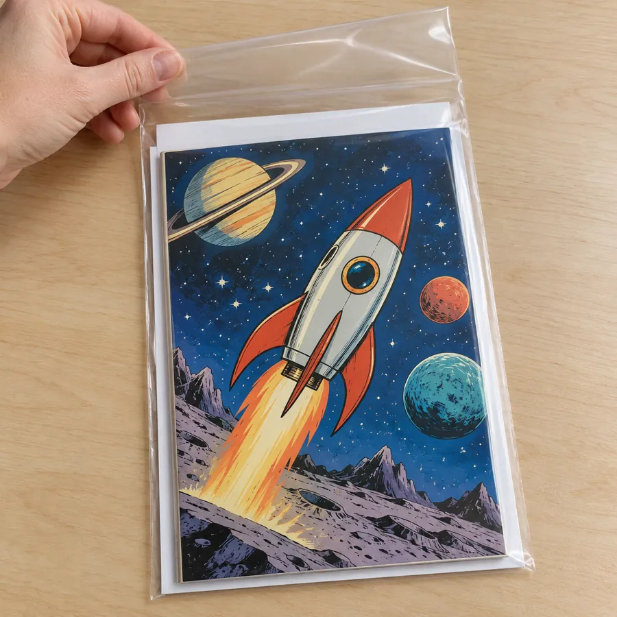 Comic book in a clear bag with a white backing board